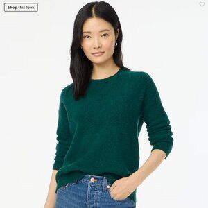 NWT J.Crew Academic Green Ribbed Boyfriend Crewneck Sweater in Extra-soft Yarn